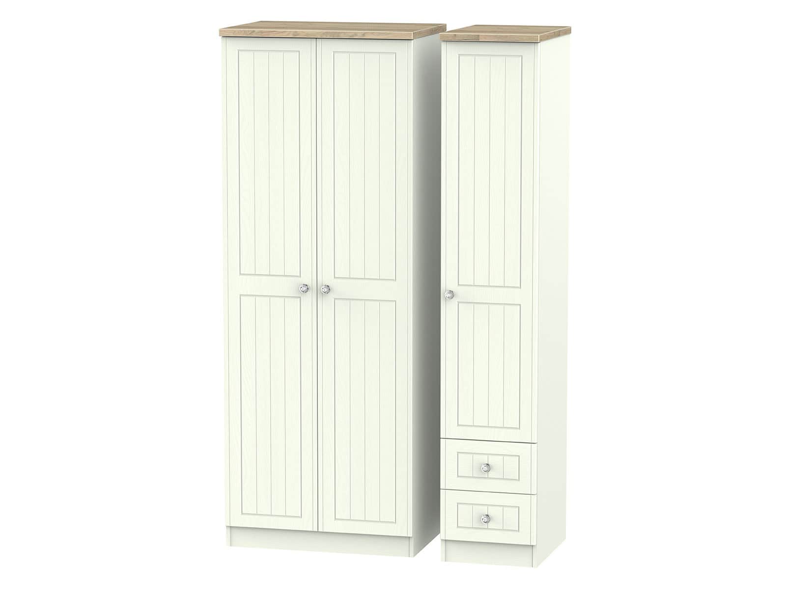 Welcome Furniture Rome Tall Triple Plain & Drawer Wardrobe
