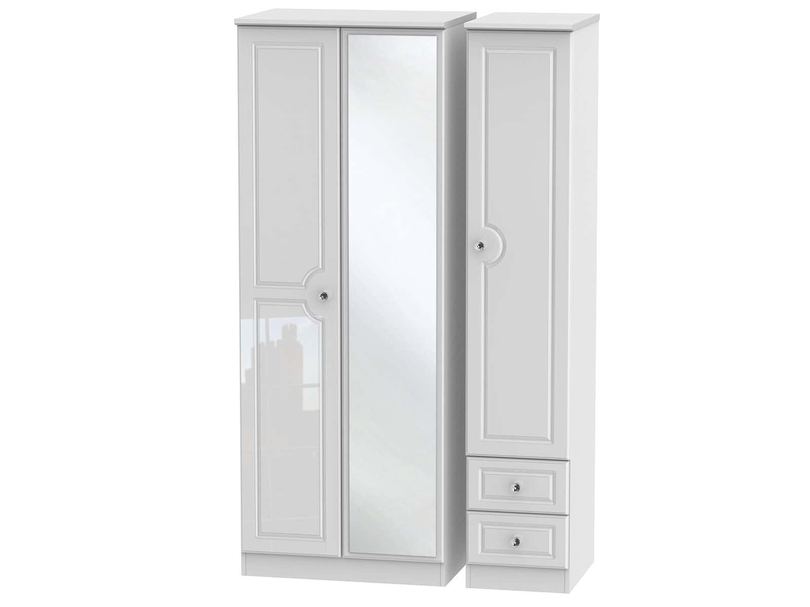 Welcome Furniture Balmoral Tall Triple Mirror + Drawer Wardrobe