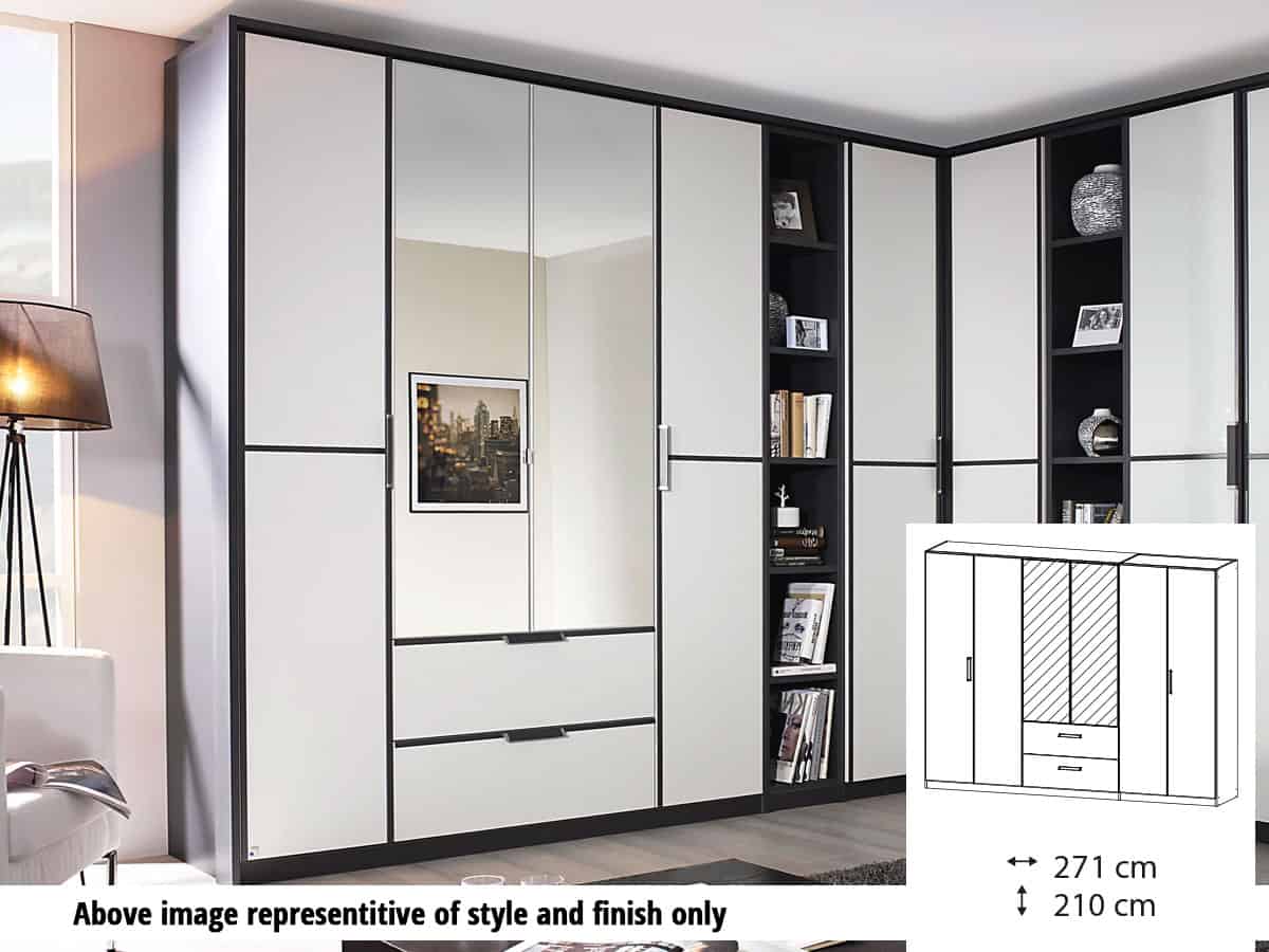 Rauch Essensa 6 Door 2 Drawer 2 Mirror Wardrobe (H 210cm)