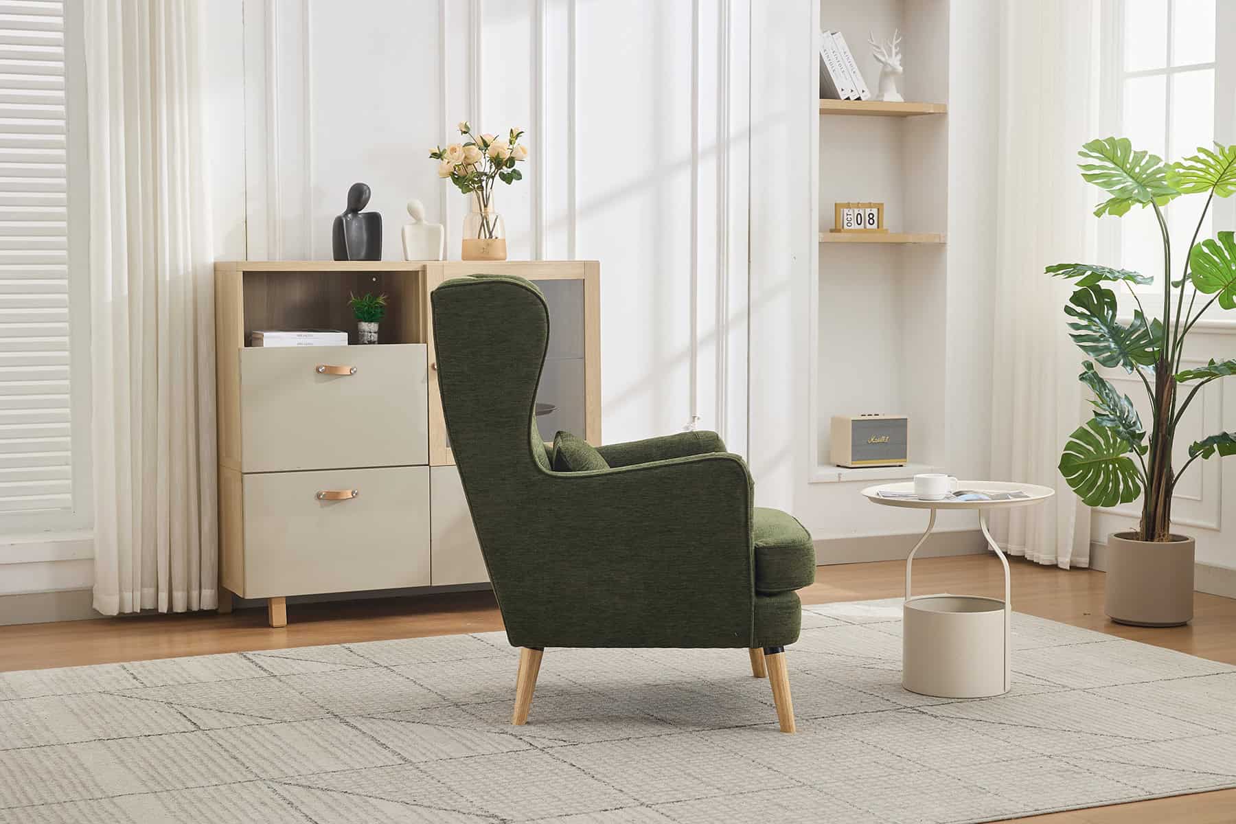 Mila Fireside Chair in Dark Green Fabric (2)