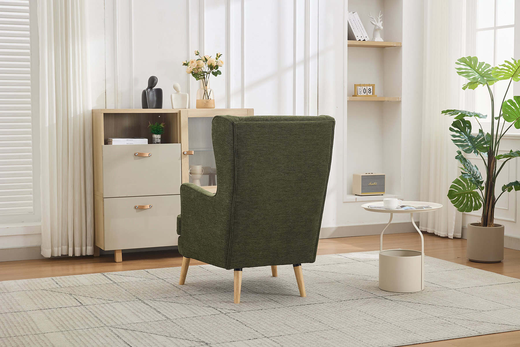 Mila Fireside Chair in Dark Green Fabric (3)