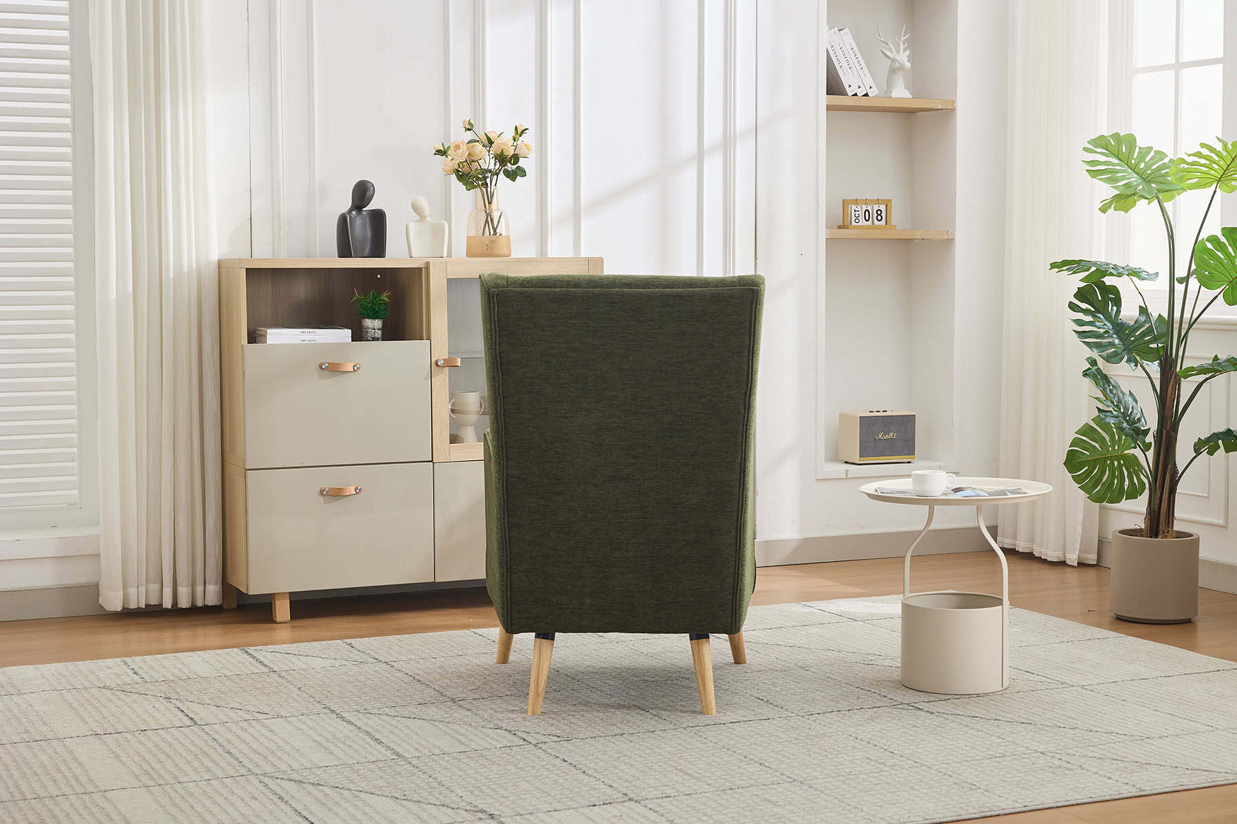 Mila Fireside Chair in Dark Green Fabric (4)