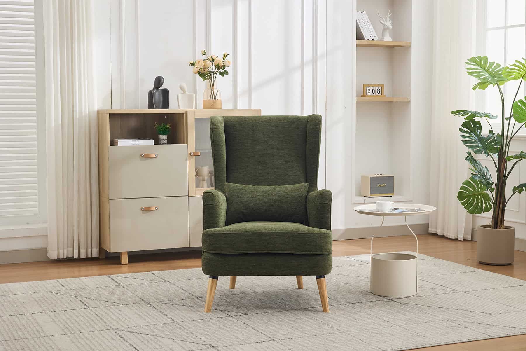 Mila Fireside Chair in Dark Green Fabric (5)