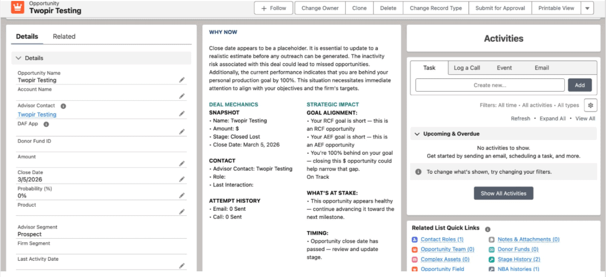 Advisor Detail View