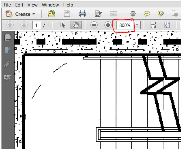 When magnified, a scanned drawing will look jagged, noisy, blurry or dirty. If you are uncertain, magnify some more. The higher the resolution of the drawing, the more magnification it needs to degrade. Vector PDF files will look perfect at any resolution.