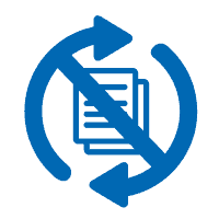 Two arrows facing opposite directions to make a circle with a line through two stacked pieces of paper