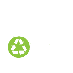 Battery behind top right of circle containing recycling symbol of three arrows creating a triangle