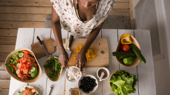 woman preparing foods for menopause diet plan