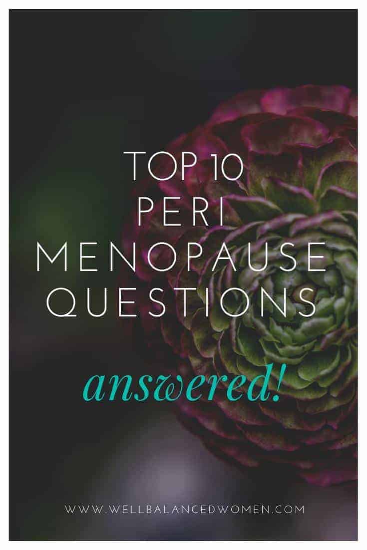 frustrated woman with text Top 10 Perimenopause Questions answered