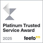 Platinum trusted service award 2025 badge from Feefo
