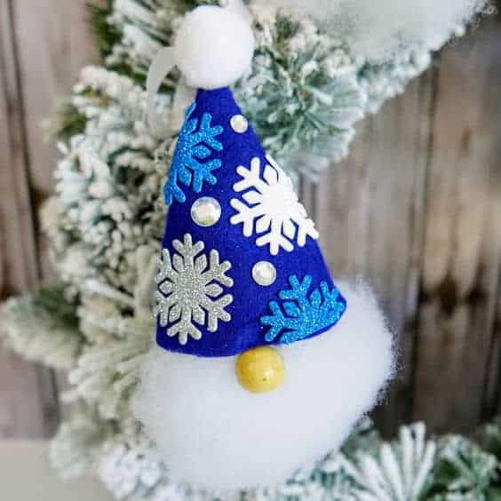 gnome ornament with blue hat