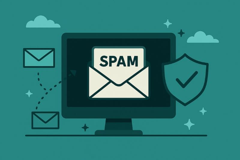 Ilustração de um monitor de computador exibindo um envelope rotulado como 