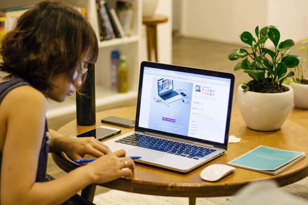 woman working at laptop