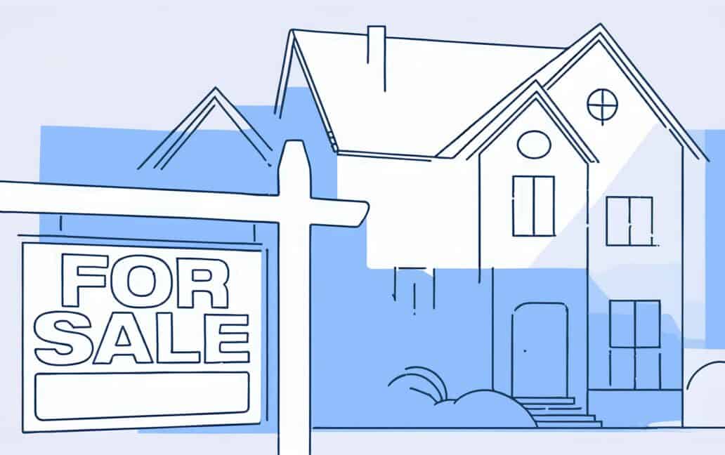 for sale sign in front yard of house