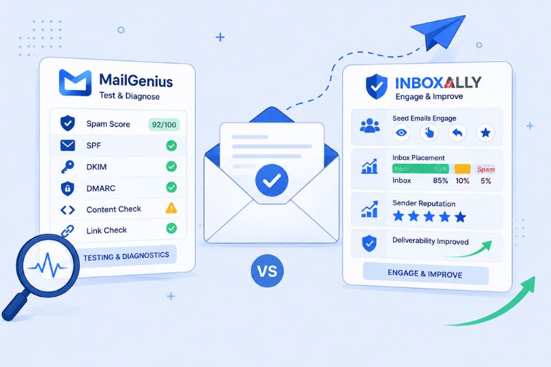 Comparison graphic showcasing MailGenius and its alternatives