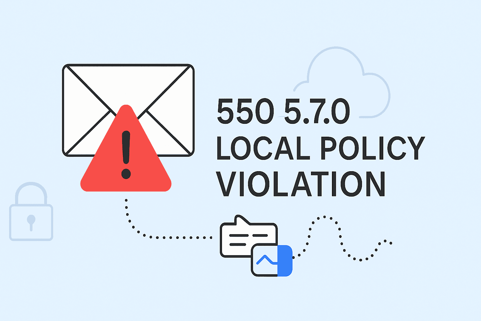 Quais são as causas dos erros de violação de política local do 550 5.7.0?