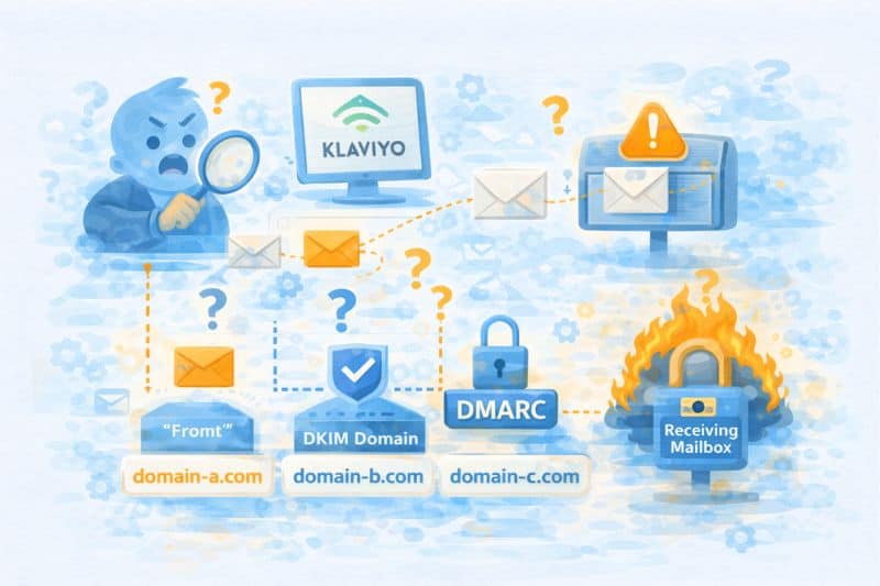 Ilustración que muestra los pasos de autenticación del correo electrónico -dirección 