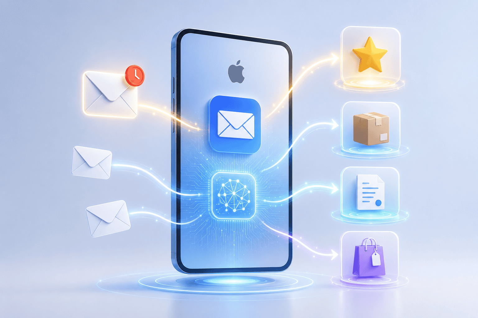 A smartphone with mail and app icons depicts messages communication, services, and Email Deliverability