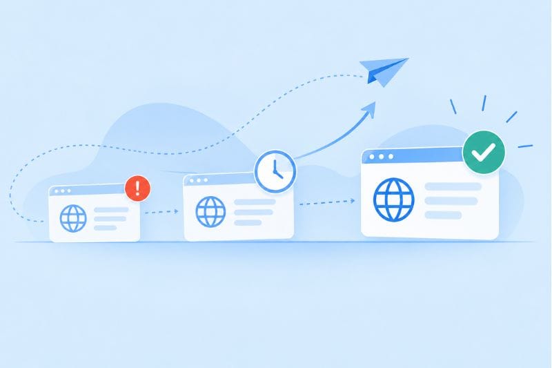 Three browser windows with icons illustrating key factors affecting email deliverability