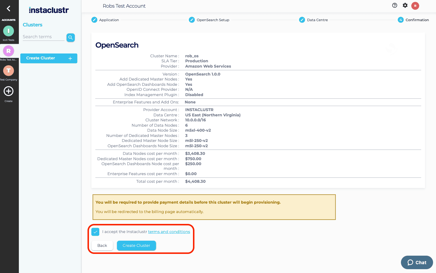 Creating an OpenSearch Cluster - Instaclustr
