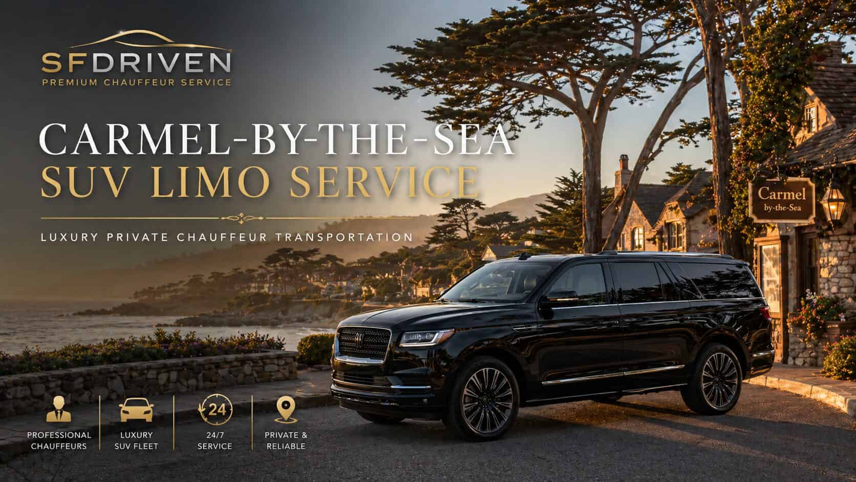 Premium Carmel-by-the-Sea SUV limo service with private chauffeur