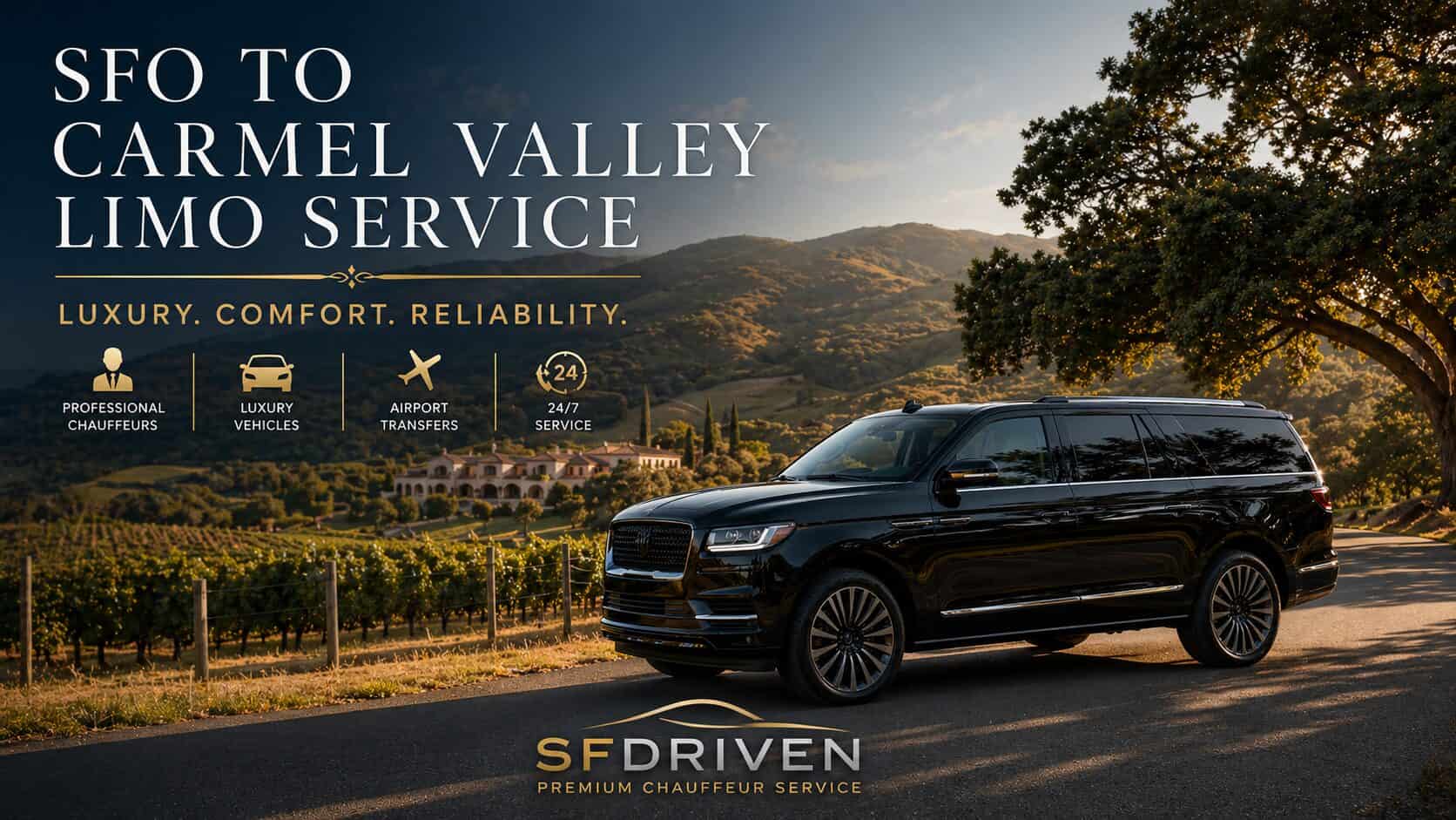 Luxury chauffeured transportation from SFO to Carmel Valley wine country
