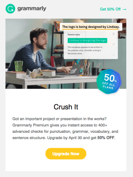 Upsell offer from Grammarly