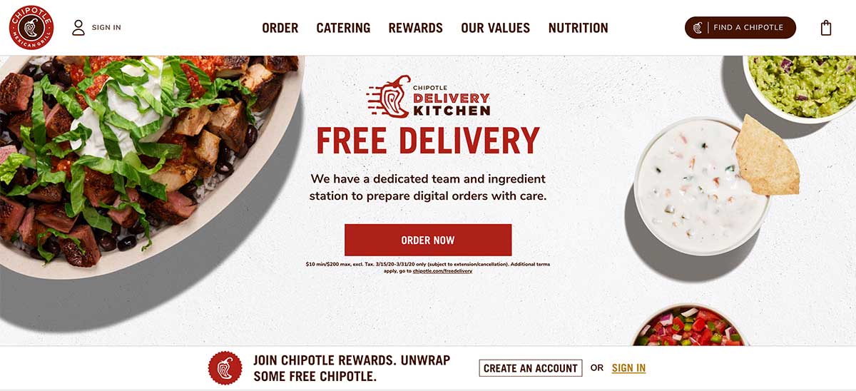 Chipotle homepage.