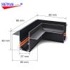 Kích thước Nối góc thanh ray nam châm lắp âm