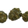 Master Yoda weed strain flower with light green buds, orange pistils, and dense trichome coverage