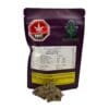 Headstone Cannabis Blackberry Cherry 3.5g container displaying frosty, purple-hued craft indica buds grown non-irradiated in Alberta.