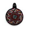 Black Opal Mandala Glass Pendant with red, white, amber, teal, and iridescent mandala-style colourwork.