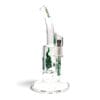 Medicali Honeycomb Dish Dab Rig with clear glass chamber, curved mouthpiece, green flame logo, and dish attachment.