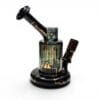JAG x Pyrology Collab Riglet Right Side View | handcrafted borosilicate glass dab rig with gold industrial graphics