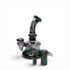 Emerald Spiral Worked Mini Rig handcrafted borosilicate glass dab rig side angle view with accessories