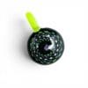 Slyme Mandala Glass Pendant with neon green loop, black glass body, mandala pattern, and central opal accent.