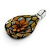 Side view of Teardrop Mandala Glass Pendant with clear glass loop and layered colourful pattern.