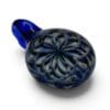 Angled view of Blue Ornamental Smudge Cap Pendant with layered blue floral pattern and smoky glass finish.