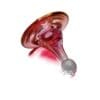Side view of Ruby Spinner Carb Cap with pink and red glass colourwork, rounded handle, and wide directional cap.