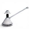 Side view of the JAG Art Deco Pro Cane dab rig with long clear neck, white cone base, and matching glass carb cap.