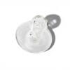 Top view of the clear glass Terp Trunk directional carb cap displaying the directional airflow opening.