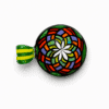 Filla Rainbow Mandala Glass Pendant handcrafted glass pendant with vibrant red, orange, yellow, green, purple, and white mandala design.