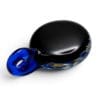 Back view of Blue Ornamental Smudge Cap Pendant with smooth dark glass backing and cobalt blue pendant loop.