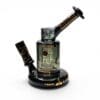 JAG x Pyrology Collab Riglet Left Side View | handcrafted borosilicate glass dab rig with gold industrial graphics