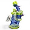 Three-quarter view of Huffy Crushed Opal Mini Banger Dab Rig handcrafted functional glass