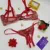Lingerie sexy femme rouge dentelle ensemble 2 pièces