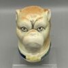 Hundebüste, Bulldogge - polychrom glasierte Keramikfigur als Spardose, um 1900