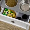 dog feeder with storage drawer for organized feeding area