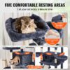 cat tree with cozy condos and soft hammocks for resting