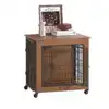 ventilated dog crate furniture with metal bars for airflow and visibility